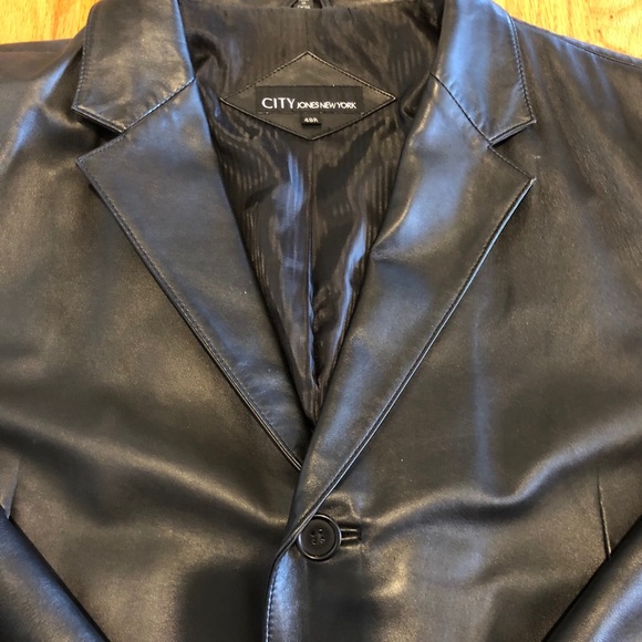Men City Jones New York Black Leather Jacket - Picture 6 of 16